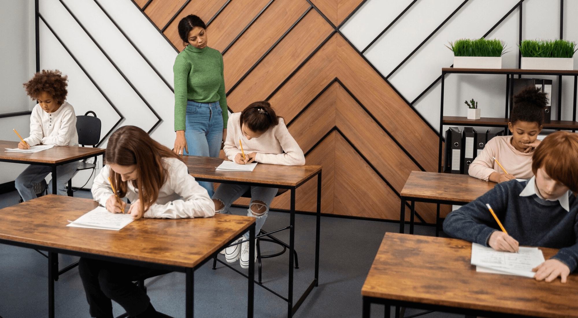 Teacher instructing students in the classroom