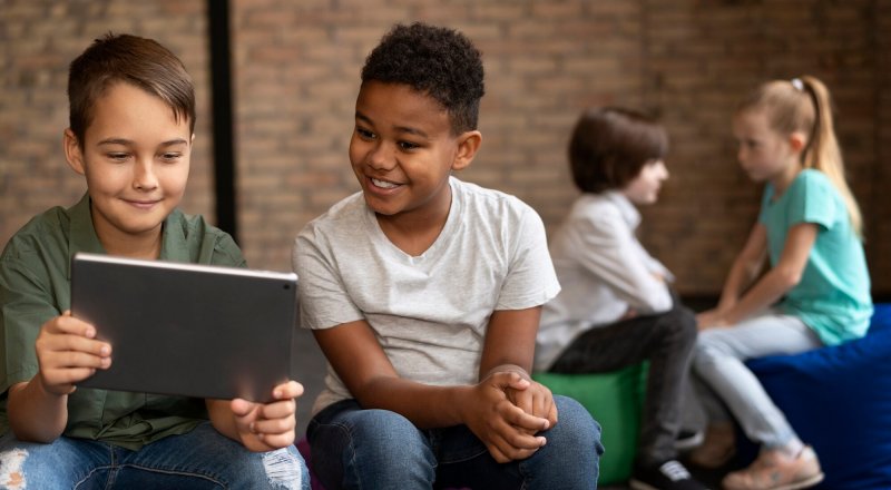 Two students reflecting together out loud on an assignment with MirrorTalk