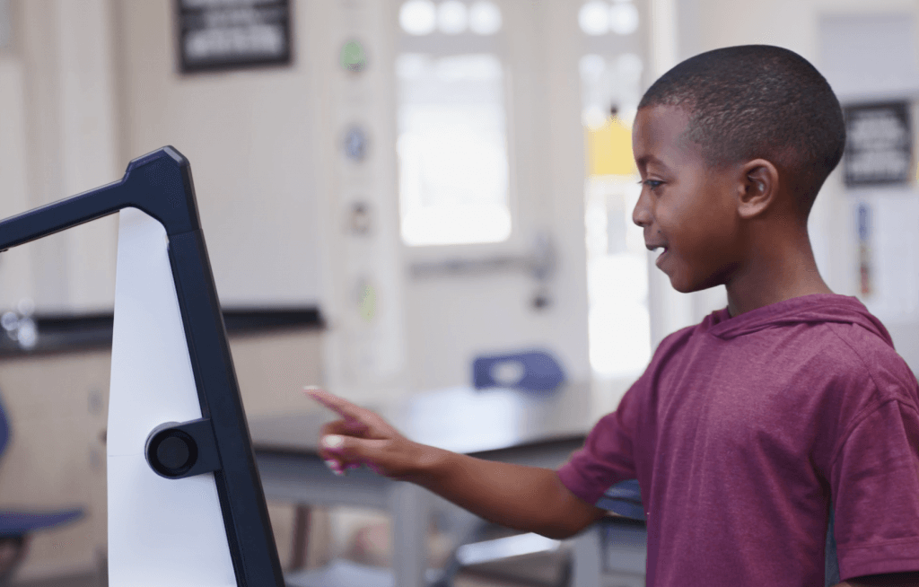 Student interacting with Mirror by Swivl, a tool districts can use to collect student-centered and authentic data for decision making